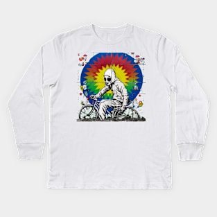 The Biker on the Wall Kids Long Sleeve T-Shirt